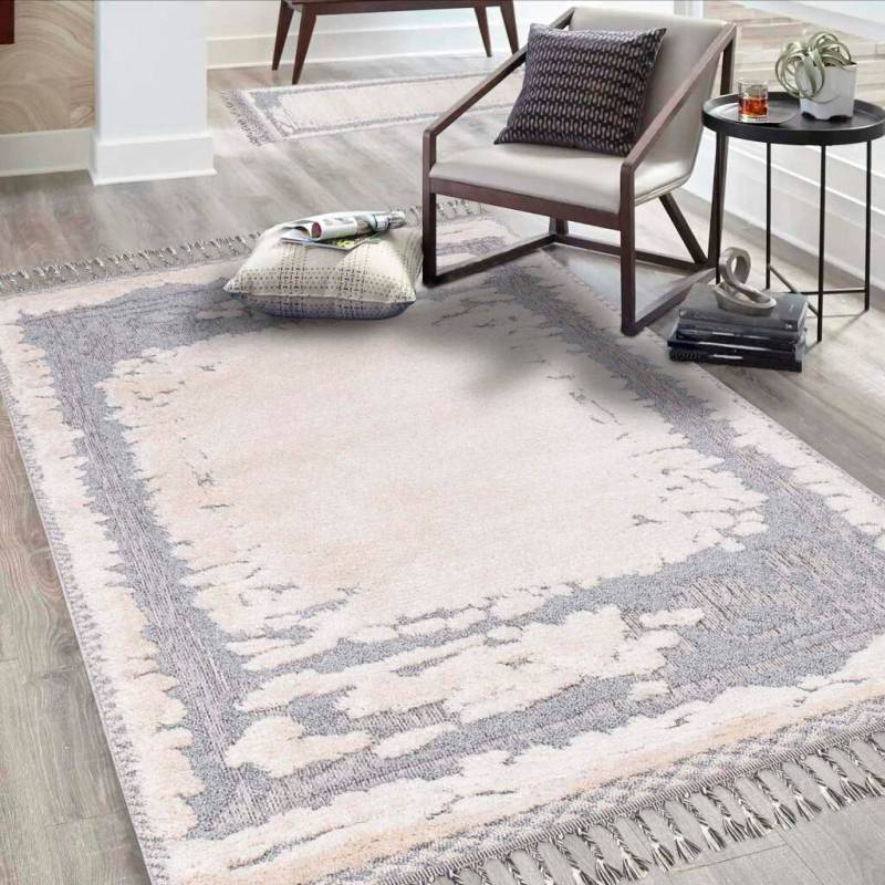 Carpet City Hochflor-Teppich "Valencia 908" rechteckig 20 mm Höhe Läufer, Boho-Stil, 3D-Effekt, Relief, Hoch-Tief-Struktur, mit Fransen von Carpet City
