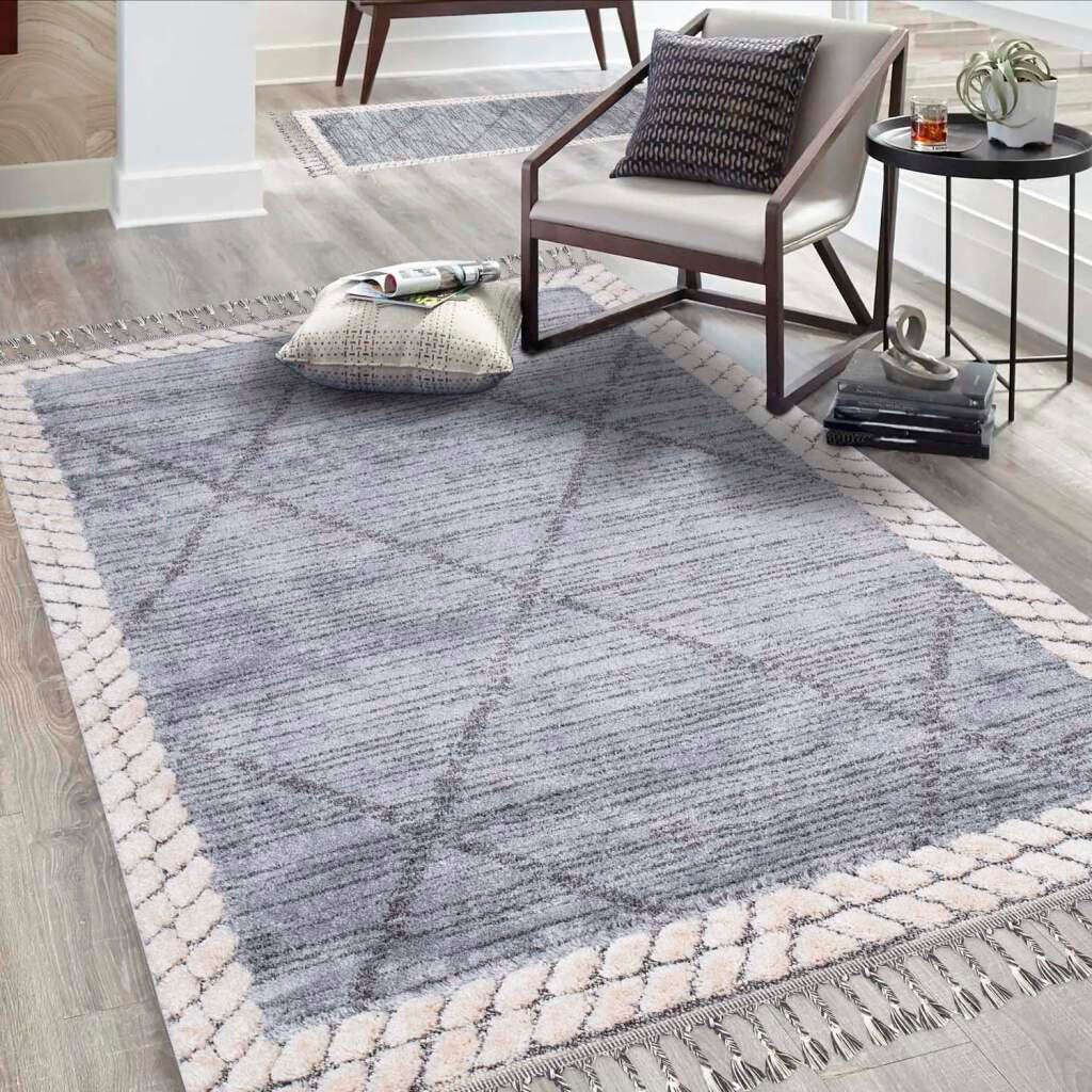 Carpet City Hochflor-Teppich "Valencia 909" rechteckig 20 mm Höhe Läufer, Boho-Stil, 3D-Effekt, Relief, Hoch-Tief-Struktur, mit Fransen von Carpet City