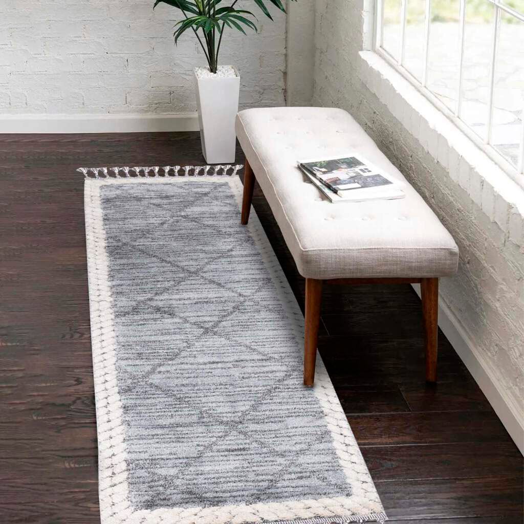 Carpet City Hochflor-Teppich "Valencia 909" rechteckig 20 mm Höhe Läufer, Boho-Stil, 3D-Effekt, Relief, Hoch-Tief-Struktur, mit Fransen von Carpet City