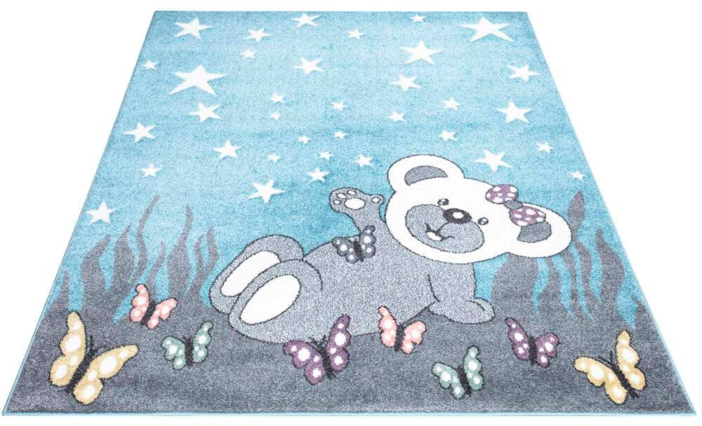 Carpet City Kinderteppich "ANIME916", rechteckig, Kinderzimmer Teppich Modern mit Mond, Blumen, Wolken, Creme, Multi von Carpet City