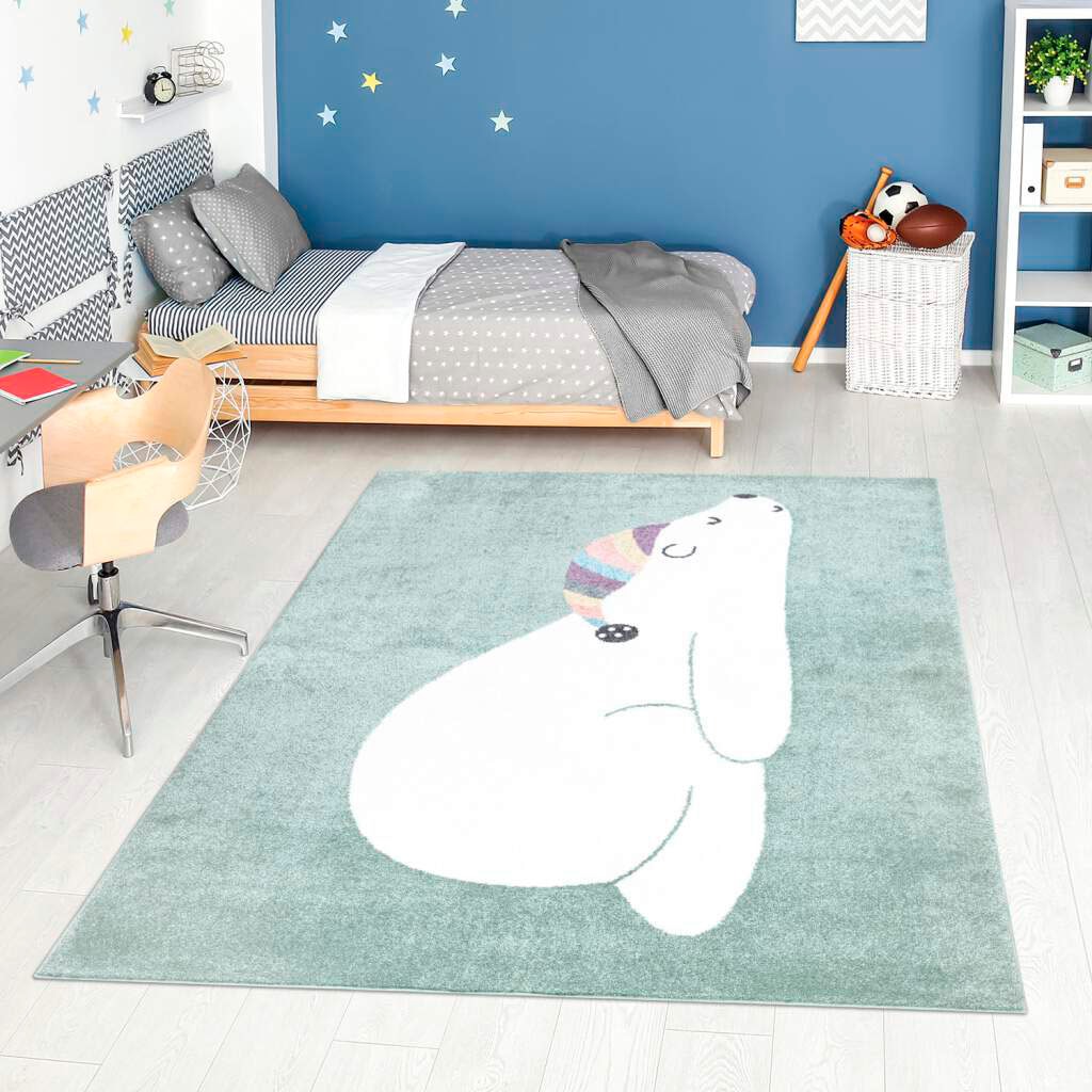 Carpet City Kinderteppich "ANIME921", rechteckig, Kinderzimmer Teppich Modern mit Mond, Blumen, Wolken, Creme, Multi von Carpet City