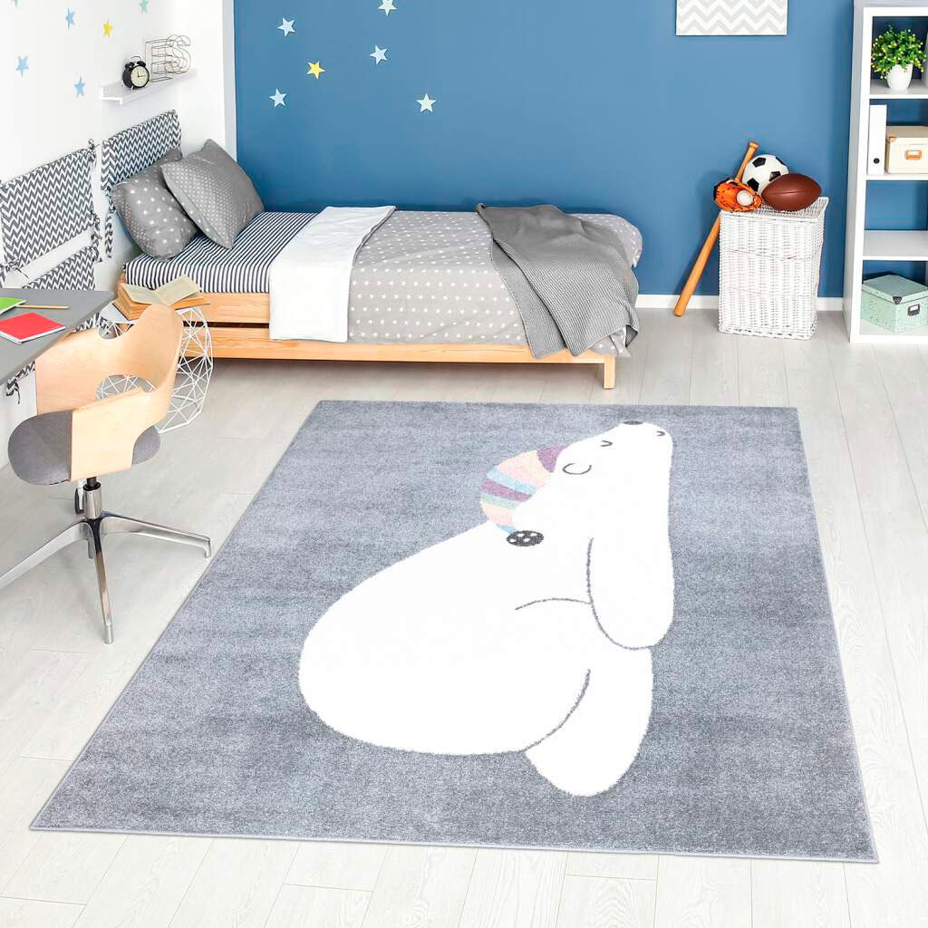 Carpet City Kinderteppich "ANIME921" rechteckig 11 mm Höhe Kinderzimmer Teppich Modern mit Mond, Blumen, Wolken, Creme, Multi von Carpet City