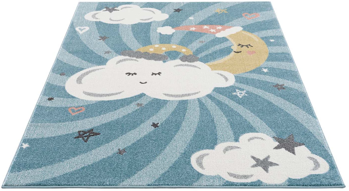 Carpet City Kinderteppich "Anime9380", rechteckig, Teppich Mond, Wolken, Sterne, Weicher Flor von Carpet City