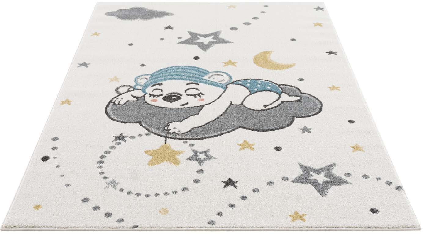 Carpet City Kinderteppich "Anime9385", rechteckig, Babyteppich, Sterne, Mond, Nachthimmel, Weicher Flor, Pflegeleicht von Carpet City