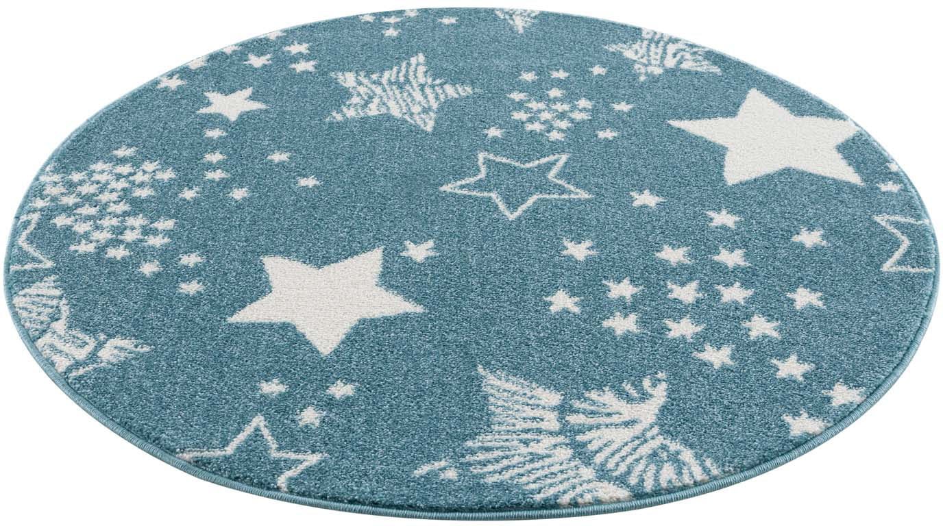 Carpet City Kinderteppich "Anime9387", rund, Sternen-Teppich, Weicher Flor, Pflegeleicht, Kinderzimmer von Carpet City