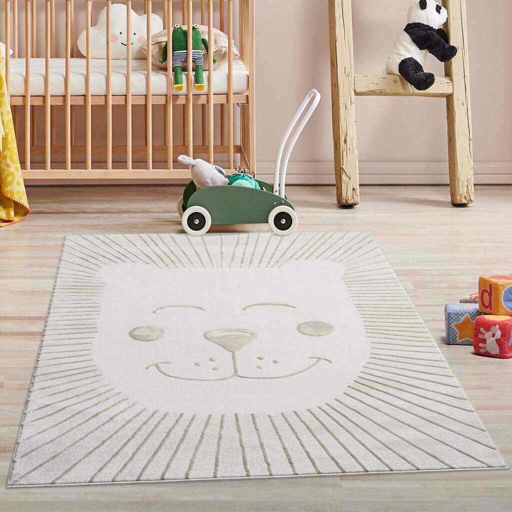 Carpet City Kinderteppich "MARA714", rechteckig, Kinderzimmer Teppich Tiere Beige Spielzimmer von Carpet City