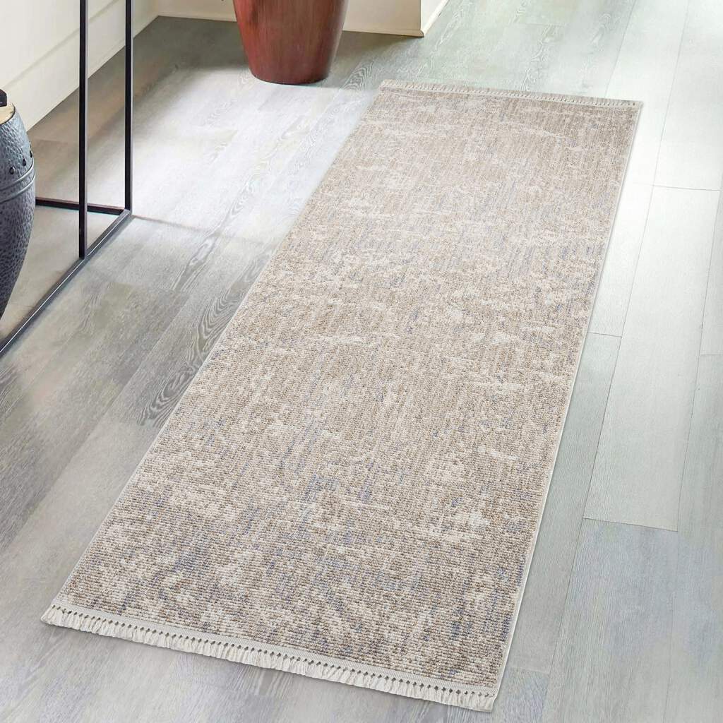 Carpet City Teppich "CLASICO 9150" rechteckig 11 mm Höhe Läufer, Kurzflor, Hochtief-Muster, Boho, Fransen, Wohnzimmer von Carpet City