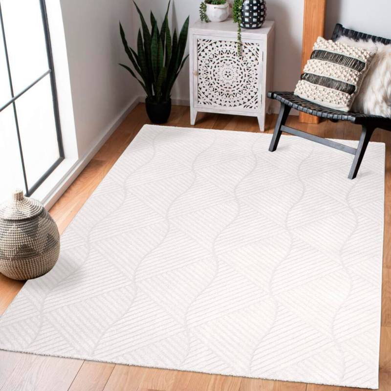 Carpet City Teppich "Friseé-Teppich FANCY 904" rechteckig 12 mm Höhe Läufer, Kurzflor Wohnzimmer, florale 3D-Optik, für Schlafzimmer von Carpet City