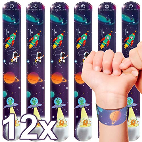 Carpeta 12x Klatscharmband Weltraum Astronaut | Schnapparmband | Armband Mitgebsel Weltraumparty Kindergeburtstag von Carpeta