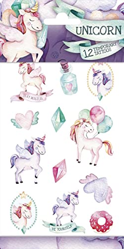 Tattoos für Kinder als Mitgebsel, Geschenk oder Spiel | Frozen Paw Patrol Minions Dinos Cars etc | Aufkleber Sticker Kindergeburtstag Geburtstag, Farbe: Unicorn von Carpeta