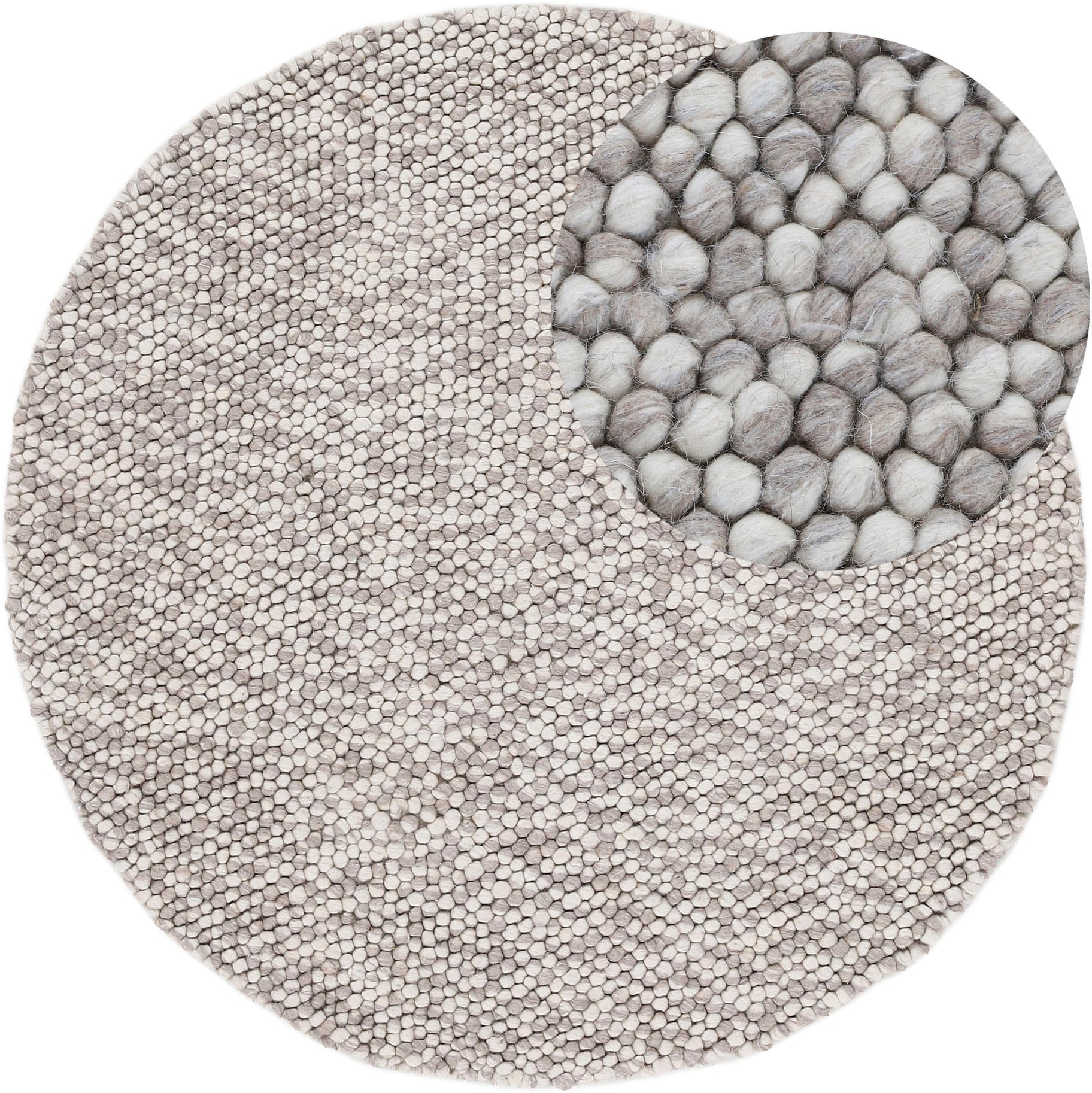 carpetfine Teppich "Calo", rund, Handweb Teppich, Uni-Farben, meliert, handgewebt, 70% Wolle von Carpetfine