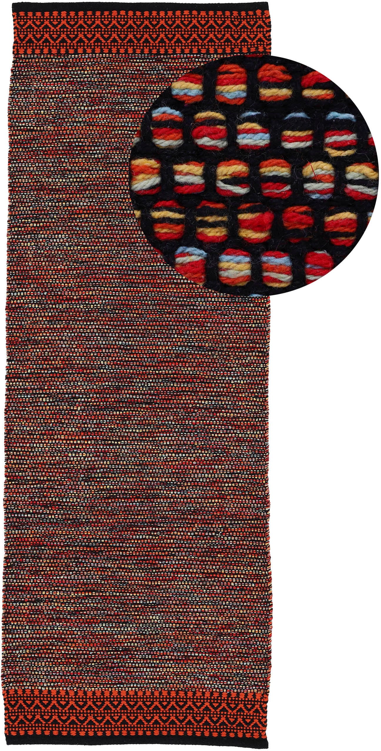 carpetfine Teppich "Kelim Mia auch als Läufer erhältlich", rechteckig, 6 mm Höhe, Baumwolle Wendeteppich, Bordüre, Wohnzimmer von Carpetfine