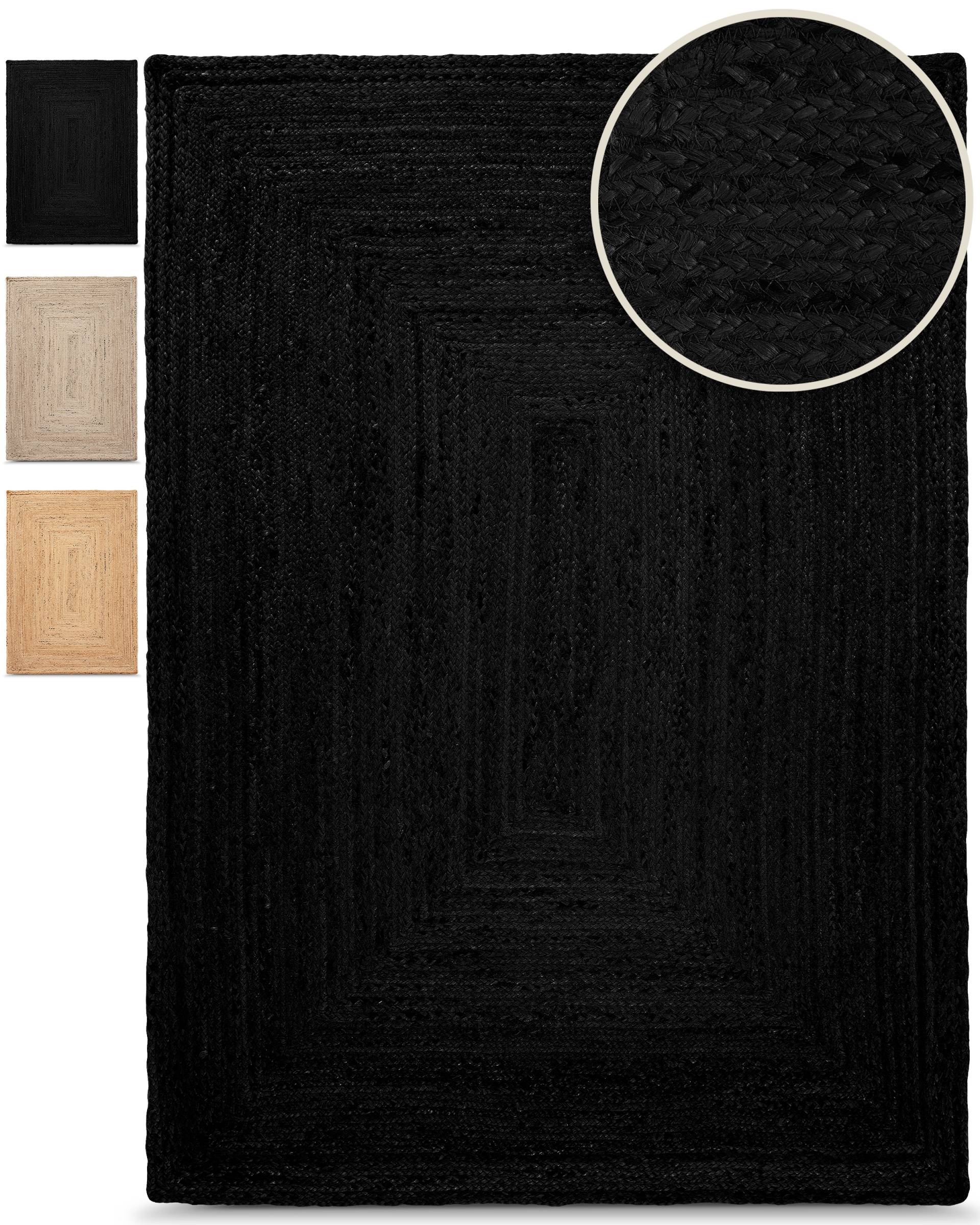 carpetfine Teppich "Nele Juteteppich Naturfaser" rechteckig 6 mm Höhe geflochtener Wendeteppich aus 100% Jute, quadratisch und als Läufer von Carpetfine