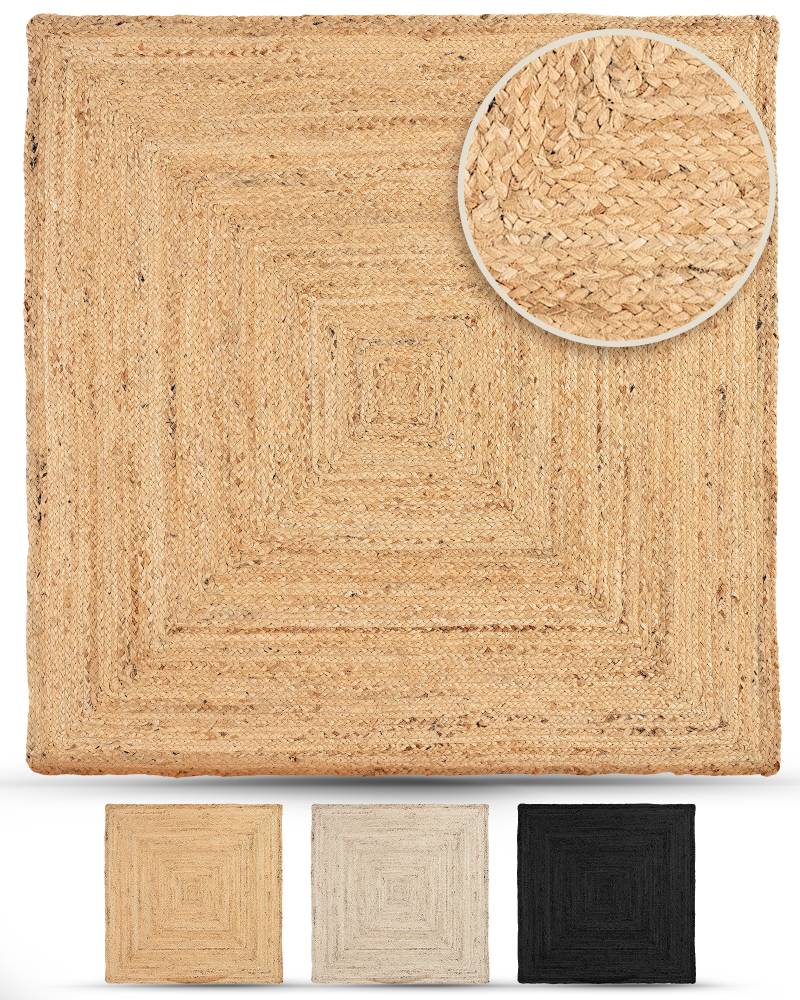 carpetfine Teppich "Nele Juteteppich Naturfaser" rechteckig 6 mm Höhe geflochtener Wendeteppich aus 100% Jute, quadratisch und als Läufer von Carpetfine