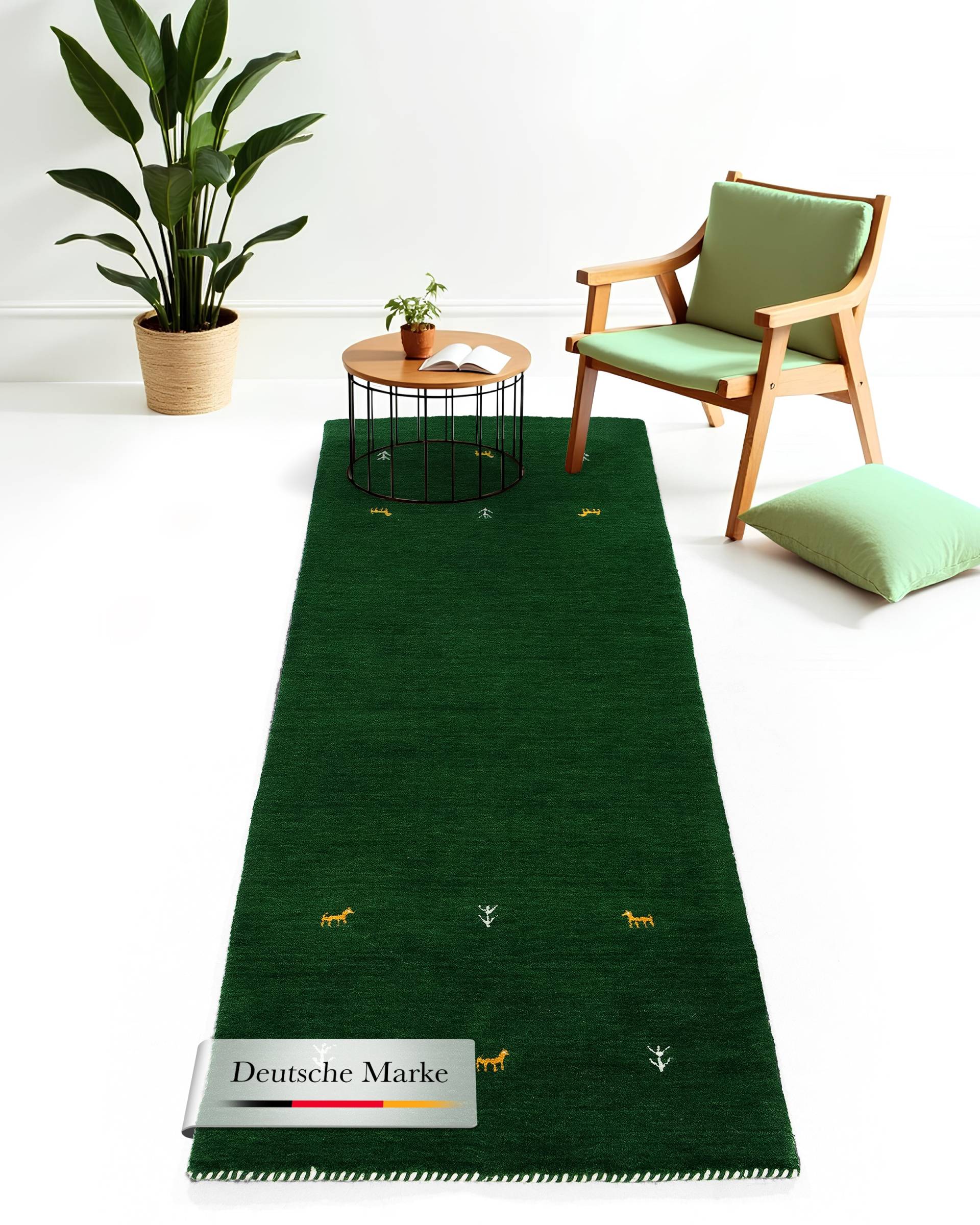 carpetfine Wollteppich "Gabbeh Uni, auch als Läufer und Rund erhältlich" rechteckig 15 mm Höhe reine Wolle, handgewebt, Gabbeh Loom Tiermotiv, große Farbauswahl von Carpetfine