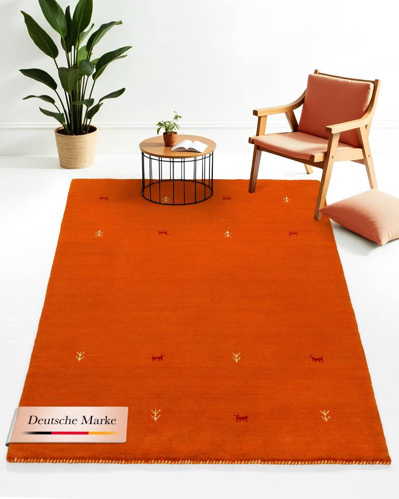 carpetfine Wollteppich "Gabbeh Uni, auch als Läufer und Rund erhältlich" rechteckig 15 mm Höhe reine Wolle, handgewebt, Gabbeh Loom Tiermotiv, große Farbauswahl von Carpetfine