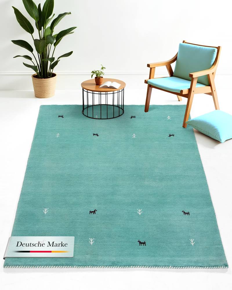 carpetfine Wollteppich "Gabbeh Uni, auch als Läufer und Rund erhältlich" rechteckig 15 mm Höhe reine Wolle, handgewebt, Gabbeh Loom Tiermotiv, große Farbauswahl von Carpetfine