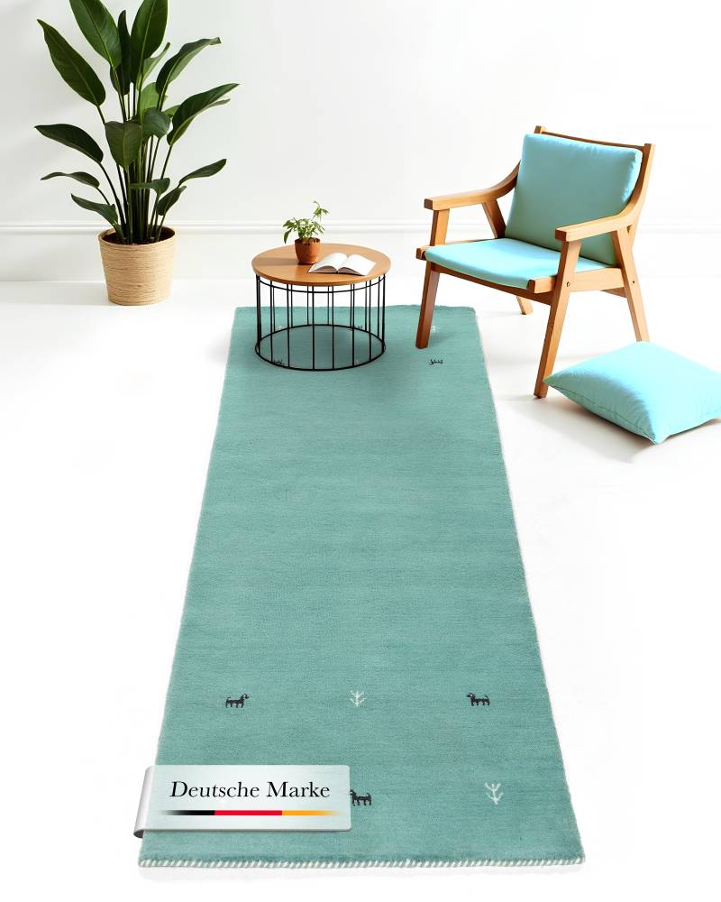 carpetfine Wollteppich "Gabbeh Uni, auch als Läufer und Rund erhältlich" rechteckig 15 mm Höhe reine Wolle, handgewebt, Gabbeh Loom Tiermotiv, große Farbauswahl von Carpetfine