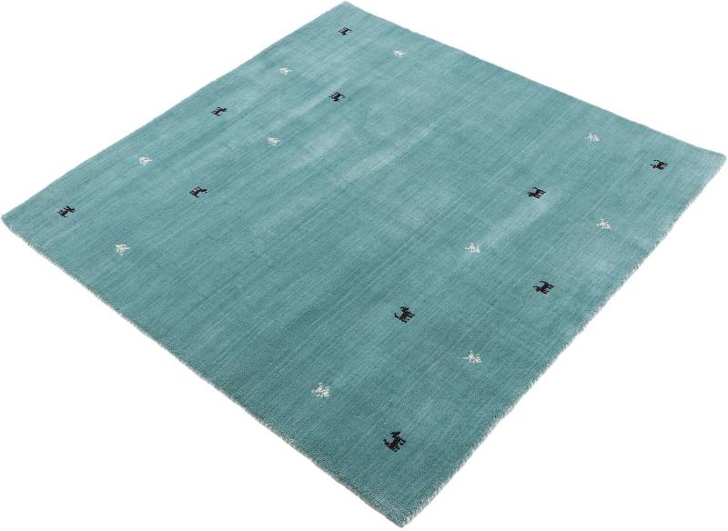 carpetfine Wollteppich "Gabbeh-Uni" quadratisch 15 mm Höhe reine Wolle, handgewebt, Gabbeh Loom Tiermotiv, Sonderform Quadrat von Carpetfine
