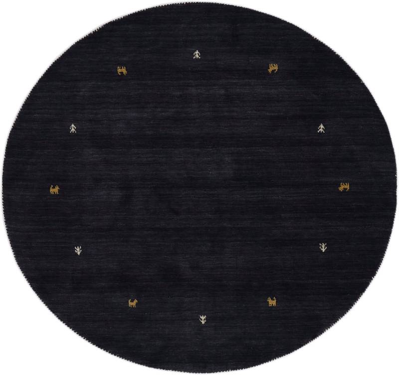 carpetfine Wollteppich "Gabbeh Uni", rund, 15 mm Höhe, reine Wolle handgewebt, Gabbeh Tiermotiv warmes Raumklima viele Größen von Carpetfine