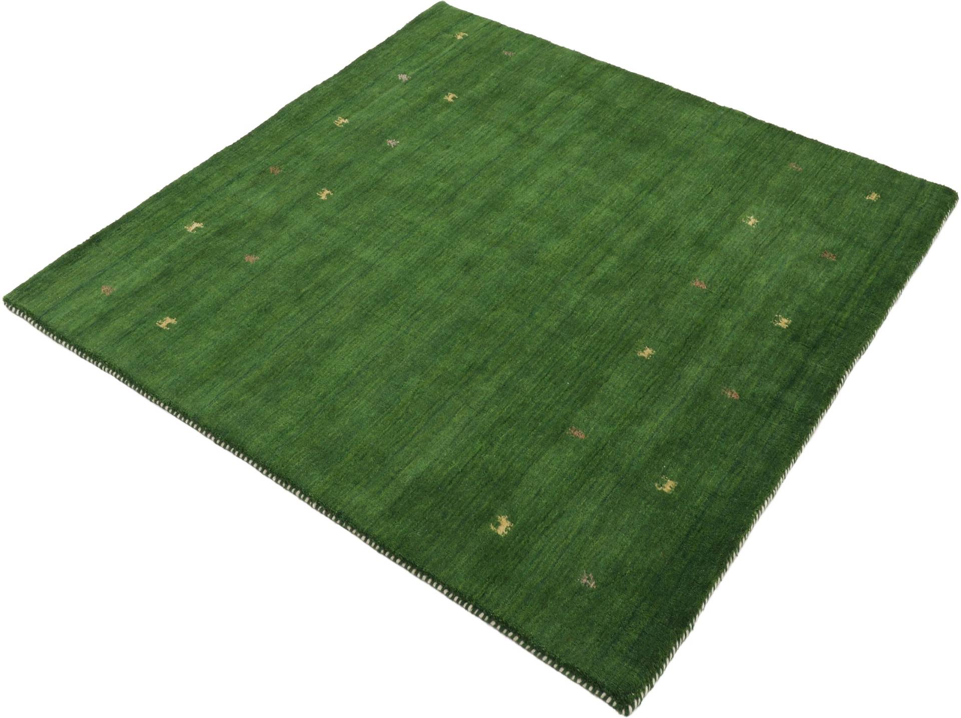 carpetfine Wollteppich "Gabbeh-Uni" quadratisch 15 mm Höhe reine Wolle, handgewebt, Gabbeh Loom Tiermotiv, Sonderform Quadrat von Carpetfine