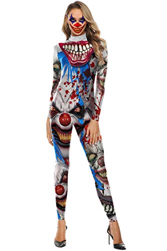 Carprinass Damen Halloween Kostüme Jumpsuits Digital Gedruckt Skinny Catsuit - - X-Groß von Carprinass