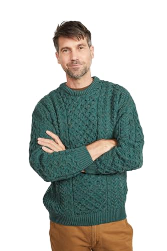 Carraig Donn Herren Irische Traditionelle Aran Wolle Pullover Pullover, atlantic Blau, size: XXL von Aran Woollen Mills