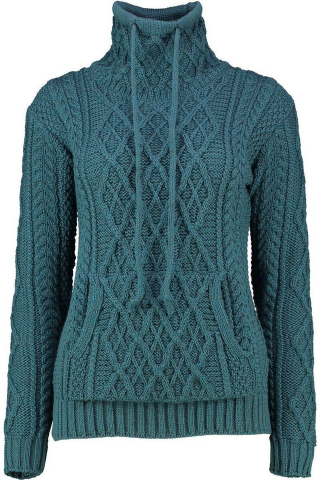 Carraig Donn Strickpullover petrol im typischen Irland Aran Strick von Carraig Donn
