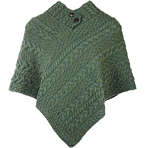 Damen-Poncho "Connemara", grün von Aran Woollen Mills