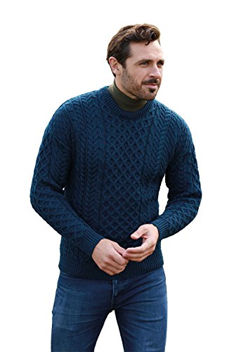 Siopa Irishes Aran Langarmshirt weiss, Grün, XXL von Aran Woollen Mills