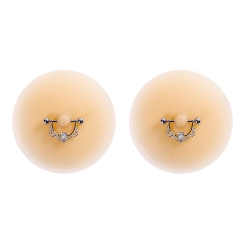 1 Paar Nipple Cover Piercing Nipple Pads Brustwarzenabdeckung Dessous Nippel Abdeckungen Klebrigen Mit Piercing Nachtclub Brust Aufkleber Pad Nippelpads Damen Piercing Nipple Cover(Hautfarbe) von Carreneu