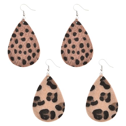 2 Paare Ohrringe Leopardenmuster Leopard Ohrringe Damen Einzelner Blattohrring Im Böhmischen Stil Personalisierte Lederohrringe Geeignet für Rollenspiele von Carreneu