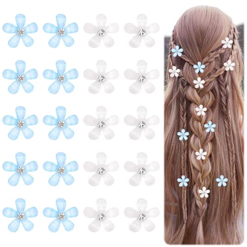 20 Stück Blumen Haarspangen Kleine Mini Haarklammern Mädchen,Blumen Haarschmuck,Niedliche Trendige Flower Hair Clip,Mini Blumen Haarklammer für Damen Mädchen Geburtstag Party Hochzeitsfeier von Carreneu