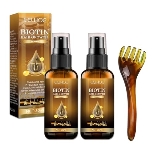 2Pcs Biotin Haarwachstum Spray Biotin Haare Haar Serum Wachstum Hair Growth Serum Biotin Haarwachstum Serum Biotin Hair Growth Spray für Alle Haartypen Geeignet mit1 Massagekamm(30ml) von Carreneu
