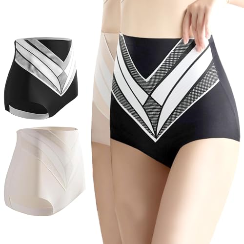 2Pcs Turmalin Shaping Shorts Damen Turmalin Formungsshorts Formende Shorts aus Titanfaser Elastische Bauchkontrolle Hoher Taille Hip stark formend Yoga Hotpants von Carreneu