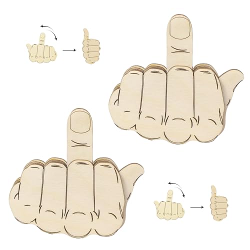 2pcs Lustige Finger Brosche Aus Holz Funny Mittelfinger Brosche Damen Mittelfinger-Pin-DIY-Kit Umklappbar Mittel-finger Bros-che Geschenke für Männer Frauen Jacke T-Shirts Rock Hüte Tasche von Carreneu