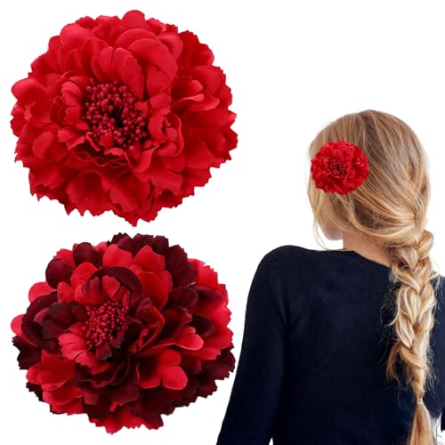 Blumen Haarschmuck, 2 Stück Pfingstrose Ansteckblume, Brosche Blume, Haarschmuck Mädchen, für Strandparty Braut Hochzeit Eventdekoration von Carreneu