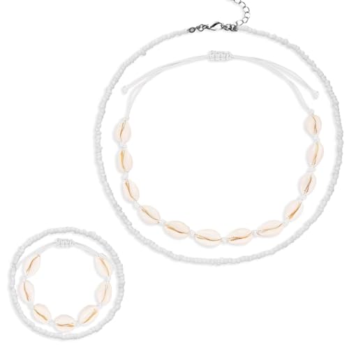 Carreneu 4 Stück Muschelkette Damen Muschel Armband Muschel Kette Muschel Schmuck Muschelkette Muchelarmband Natürliche Muschelketten Verstellbare Armbänder für Damen Mädchen Sommer Strandschmuck Carreneu 4 Stück Muschelkette Damen Muschel Armband Muschel Kette Muschel Schmuck Muschelkette Muchelarmband Natürliche Muschelketten Verstellbare Armbänder für Damen Mädchen Sommer Strandschmuck von Carreneu
