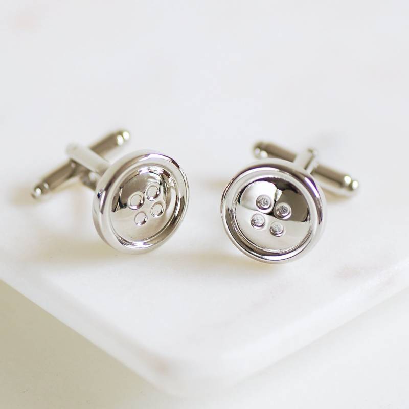 Knopf Manschettenknöpfe, Silber Personalisierte Erstes Paar Silberhochzeit Manschettenknöpfe von CarriageTradeCompany