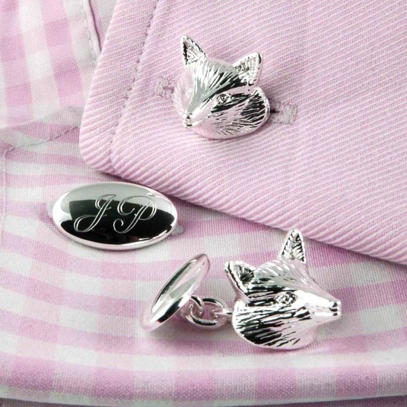Personalisierte Fuchs Manschettenknöpfe, Silber Manschettenknöpfe Mit Gravur, Landschaft Hochzeit von CarriageTradeCompany