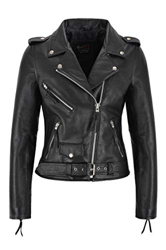 Carrie CH Hoxton Damen Biker Lederjacke Schwarz Rindsleder Damen Classic Jacke (36 EU) von Carrie CH Hoxton