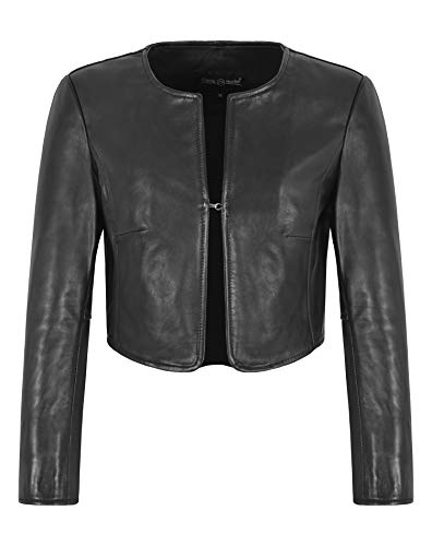 Carrie CH Hoxton Damen Kurzjacke 3/4 Ärmel Bolero Kurze Modejacke aus echtem Lammleder 5525 (Numeric_38) von Carrie CH Hoxton