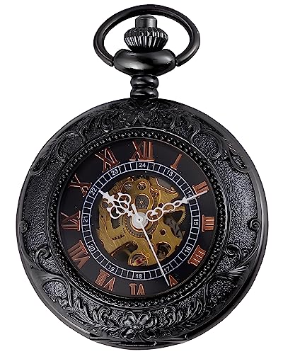 Carrie Hughes Herren Steampunk Barock Mechanische Taschenuhr mit Kette in Box CHPW9B von Carrie Hughes