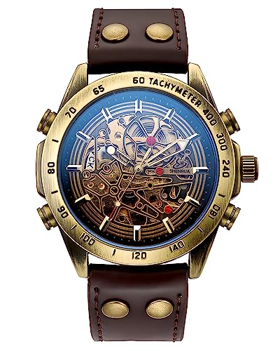 Carrie Hughes Herren Bronze Automatikuhr Steampunk-Skelett Automatikwerk Lederarmband CH9581 Carrie Hughes Herren Bronze Automatikuhr Steampunk-Skelett Automatikwerk Lederarmband CH9581 von Carrie Hughes