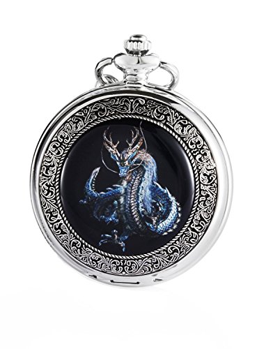 Carrie Hughes Herren Glück Drachen Steampunk Mechanische Taschenuhr mit Kette CHPW3 von Carrie Hughes