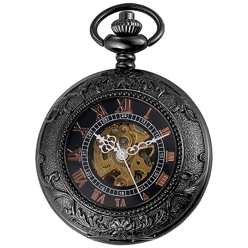 Carrie Hughes Herren Steampunk Barock Mechanische Taschenuhr mit Kette in Box CHPW9B von Carrie Hughes