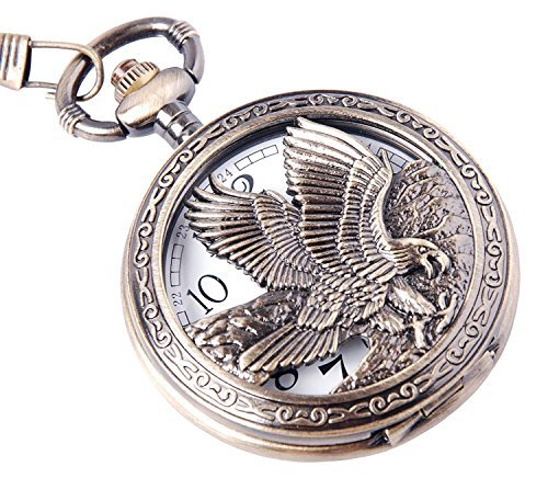 Carrie Hughes Herren Vintage Steampunk Mechanische Taschenuhr mit Handaufzug und Kette in Box CHPW16A von Carrie Hughes