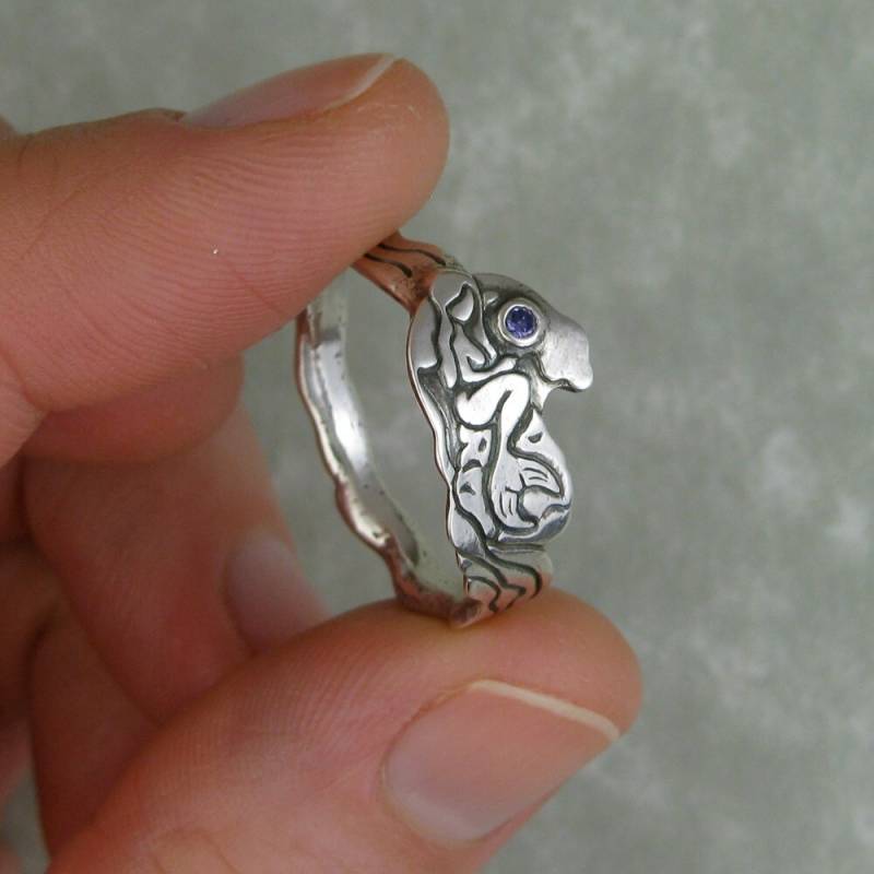 Meerjungfrau Silber Und Lila Amethyst Zirkonia Welle Ring Dtpd Pmc von CarrieMichael