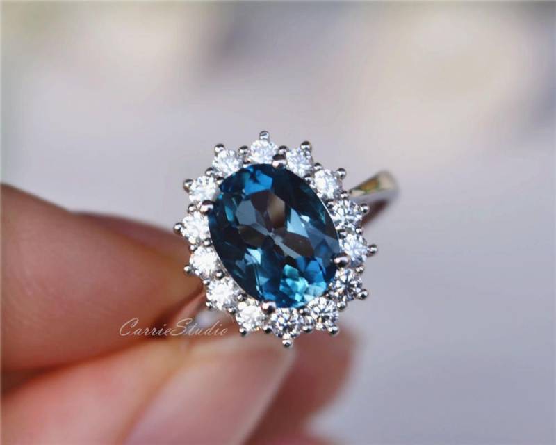 7 9 Mm London Blau Topas Ring Oval Verlobungsring Jahrestag Versprechen von CarrieStudio