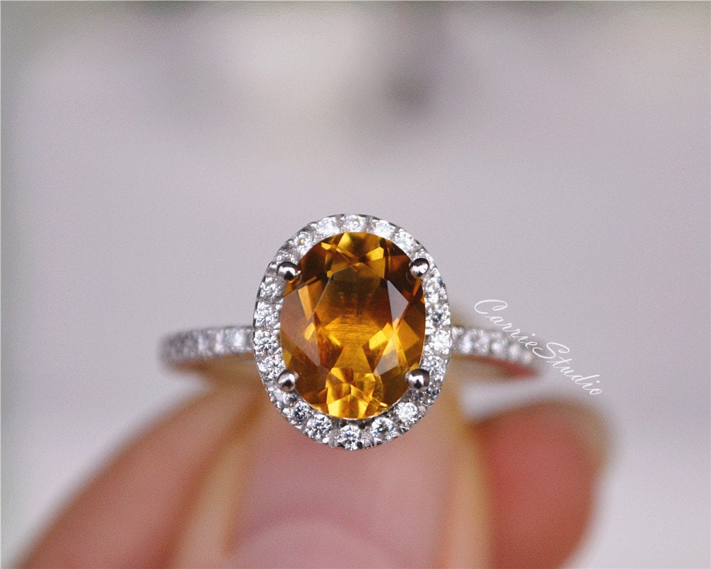 Ovalcitrin Ring 9 7 Mm Citrine Verlobungsring/Versprechen Jahrestagring Ovalcitrin Ring 9 7 Mm Citrine Verlobungsring/Versprechen Jahrestagring von CarrieStudio